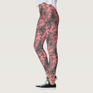 Grey & Pink Pretty Floral Pattern  Leggings