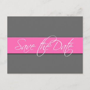 Grey Pink Save the Date Postcard
