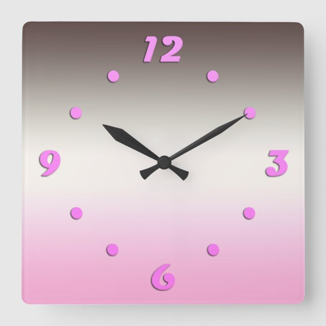 Grey pink Shadow Square Wall Clock (Front)