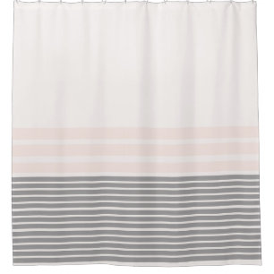 Grey, Pink Stripe Shower Curtain
