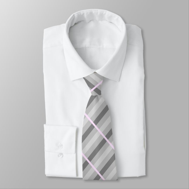 Grey/Pink Striped Tie (Tied)