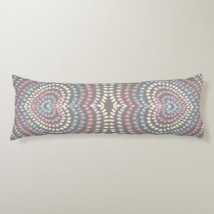 grey pink yellow blue Concentric Hearts Rainbow Body Cushion