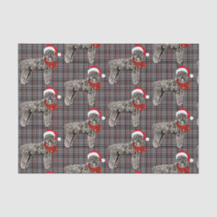 Grey Plaid and Christmas Bouvier Dog Lover Holiday Tissue Paper