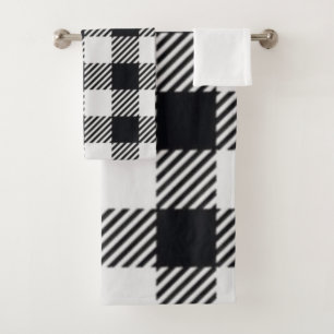 Grey Plaid Checkers Towel