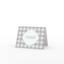 Grey Plaid Thank you Card