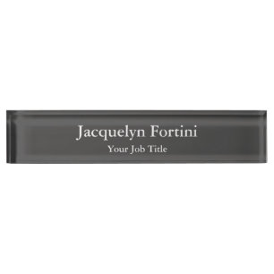 Grey Plain Elegant Modern Minimalist Nameplate