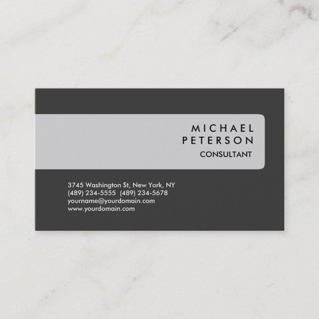 Grey Plain Modern Attractive Business Card (Front)