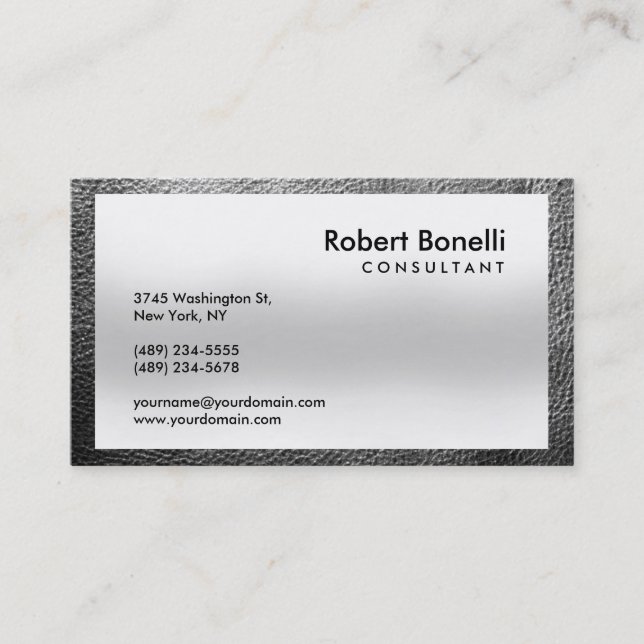 Grey Plain Modern Consultant Business Card (Front)