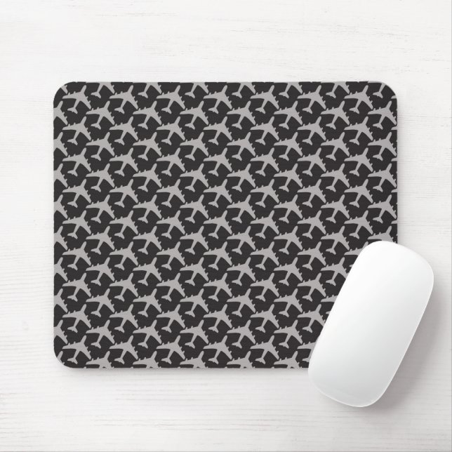 Grey Plane Aeroplanes Pilot Plane Aviation Aviator Mouse Mat (With Mouse)