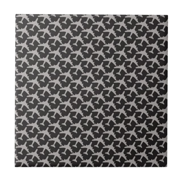 Grey Plane Aeroplanes Pilot Plane Aviation Aviator Tile (Front)