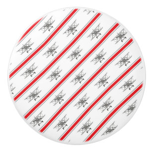 Grey Plane Red Lines Aeroplanes Pilot Plane Ceramic Knob