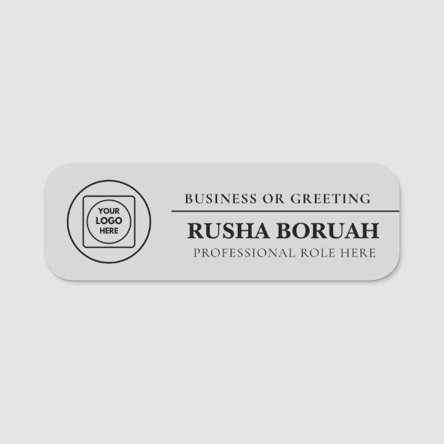 Grey Plastic Employee Logo Tag nametags (Front)