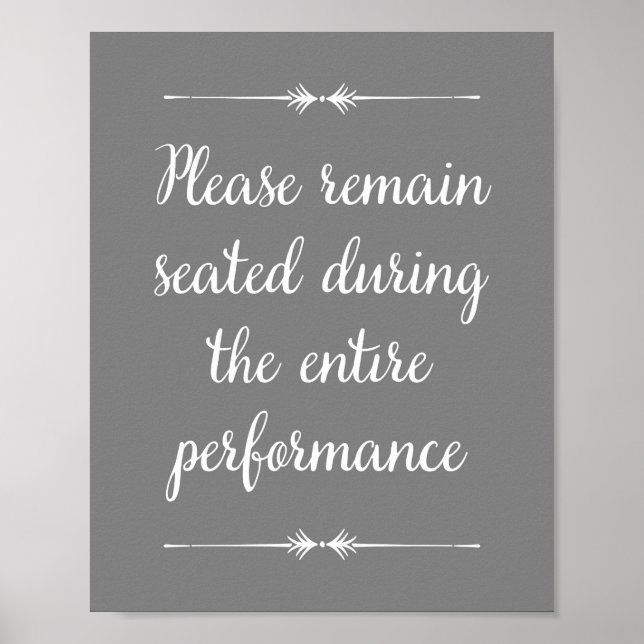 Grey Please Remain Seated Bathroom Art Poster (Front)