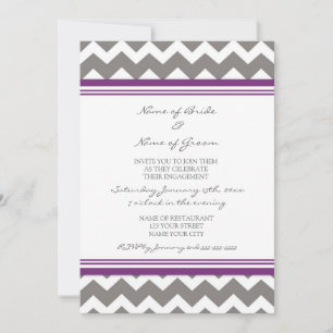 Grey Plum Chevron Engagement Party Invitations