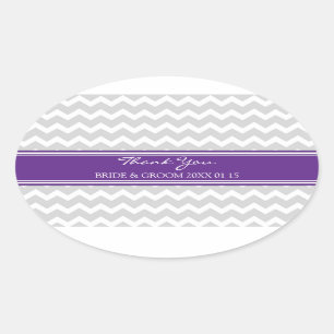 Grey Plum Chevron Thank You Wedding Favour Tags