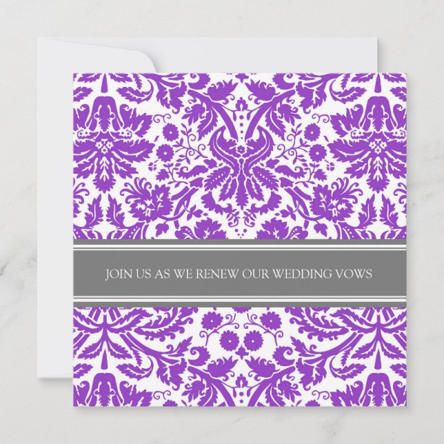 Grey Plum Wedding Vow Renewal Invitation (Front)