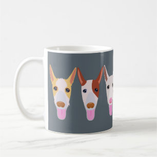 Grey Podenco Dog Cartoon Faces Coffee Mug