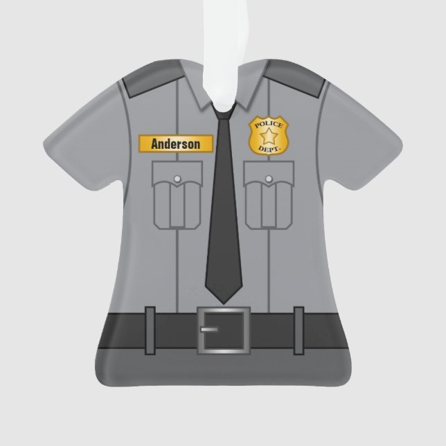 Grey Police Officer Uniform Personalised Ornament (Front)