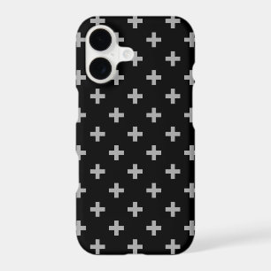Grey polka crosses on black