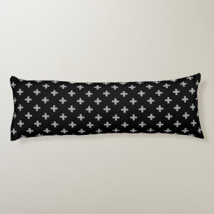 Grey polka crosses on black body cushion