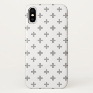 Grey polka crosses on white iPhone x case