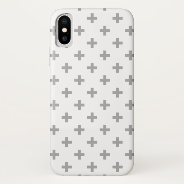 Grey polka crosses on white Case-Mate iPhone case (Back)