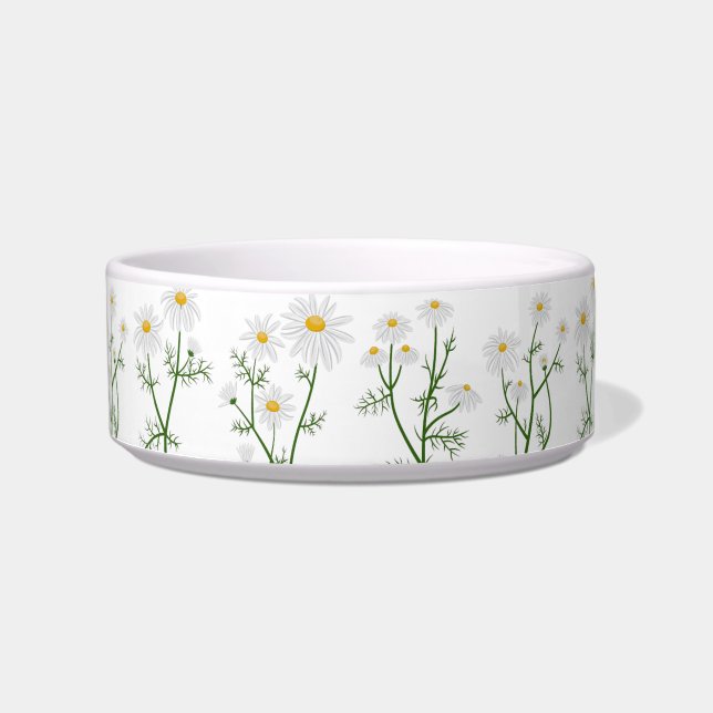 Grey Polka Dot-Daisy Pet Bowl (Front)