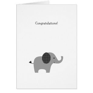 Grey Polka Dot Elephant Baby Congrats Card