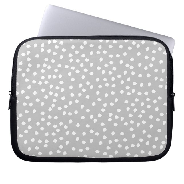 grey polka dot laptop sleeve (Front)