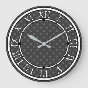 Grey Polka dot  Large Clock