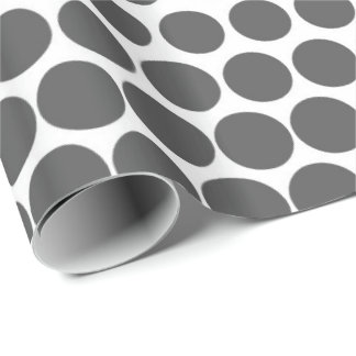 Grey Polka Dot Modern White Wrapping Paper