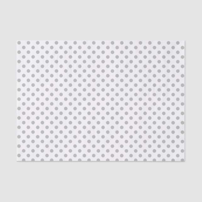 Grey Polka Dot on White Tissue Paper (Front)