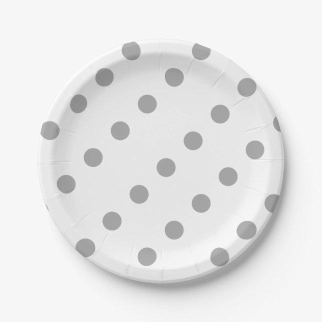 Grey Polka Dot Paper Plate (Front)