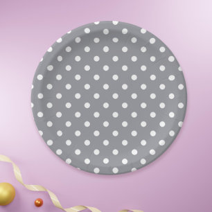 Grey Polka Dot  Paper Plate
