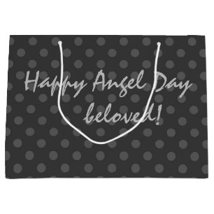 Grey Polka dot , Polka dot , Black and white  Large Gift Bag
