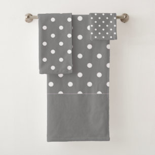 Grey Polka Dots Bath Towel Set