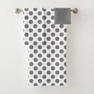 Grey Polka Dots Bath Towel Set