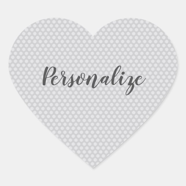 Grey polka dots heart sticker (Front)