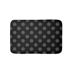Grey polka dots on black bath mat