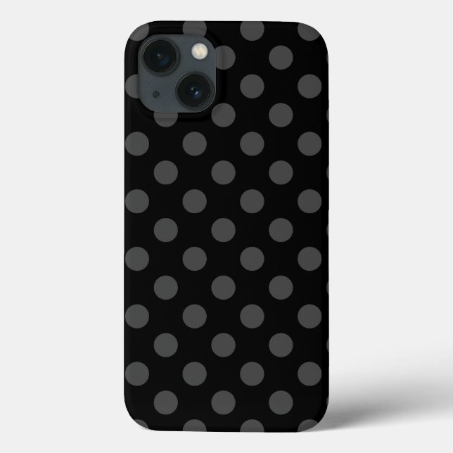 Grey polka dots on black Case-Mate iPhone case (Back)