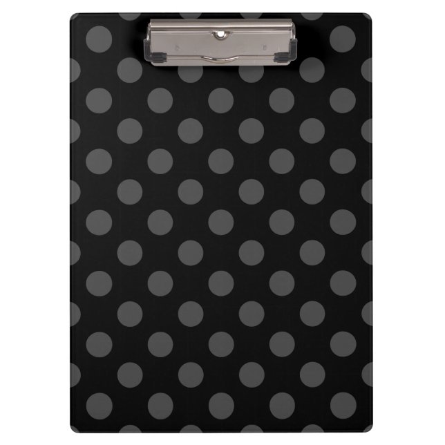 Grey polka dots on black clipboard (Front)