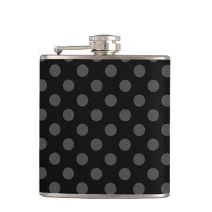Grey polka dots on black hip flask
