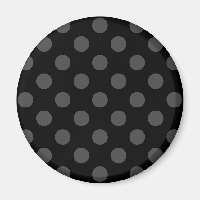 Grey polka dots on black magnet (Front)