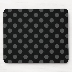 Grey polka dots on black mouse mat