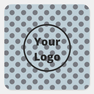 Grey polka dots on blue square sticker