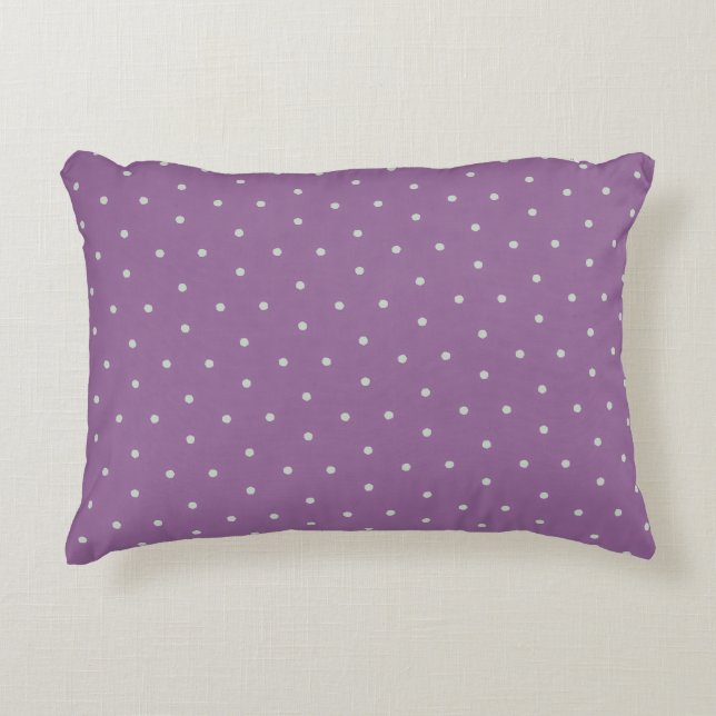 Grey Polka Dots on Purple Background Decorative Cushion (Front)