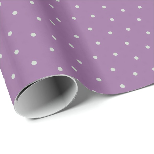 Grey Polka Dots on Purple Background Wrapping Paper (Roll Corner)