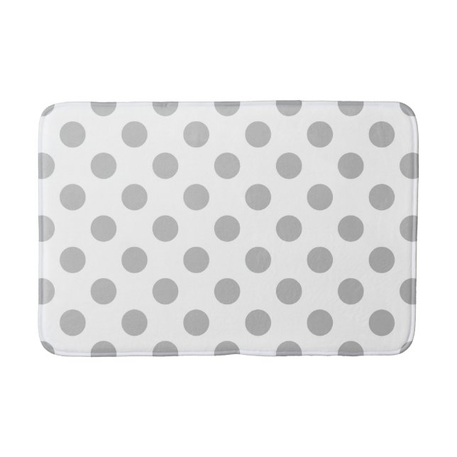 Grey polka dots on white bath mat (Front)