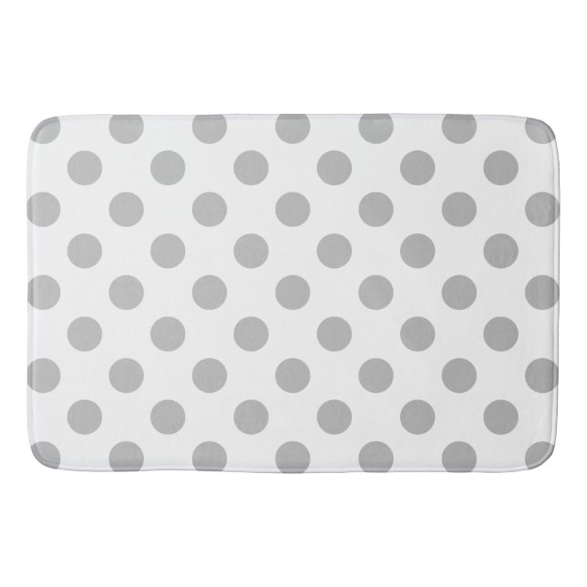 Grey polka dots on white bath mat (Front)