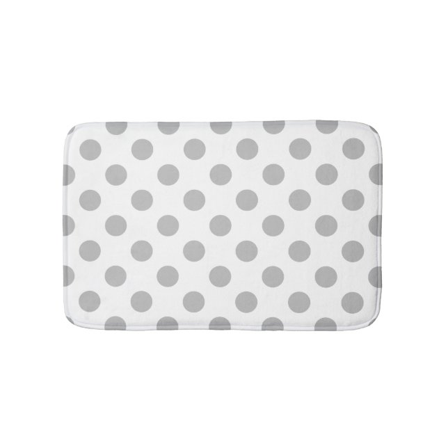 Grey polka dots on white bath mat (Front)